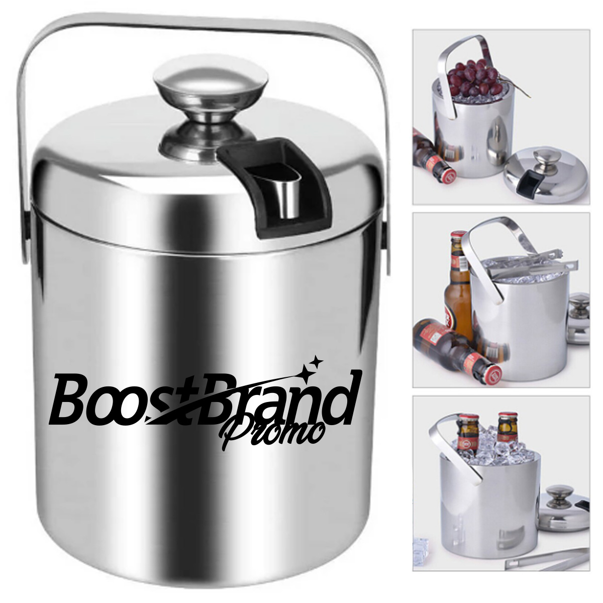 1300ml Double-Wall Ice Bucket with Tongs