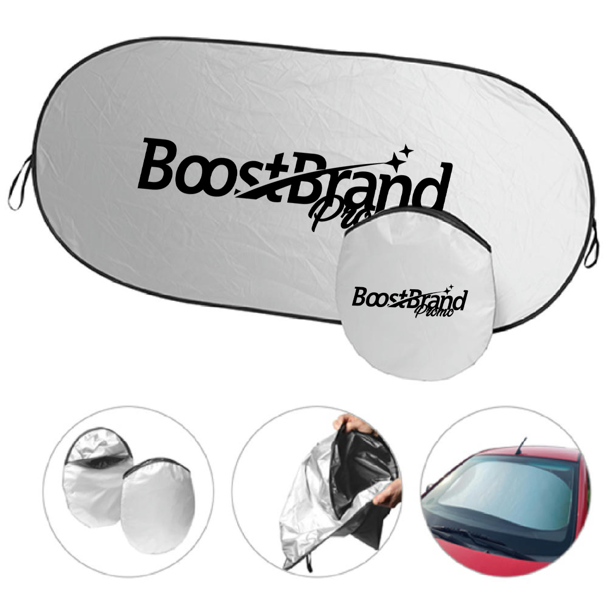 Foldable Car Windshield Sun Shade with Pouch