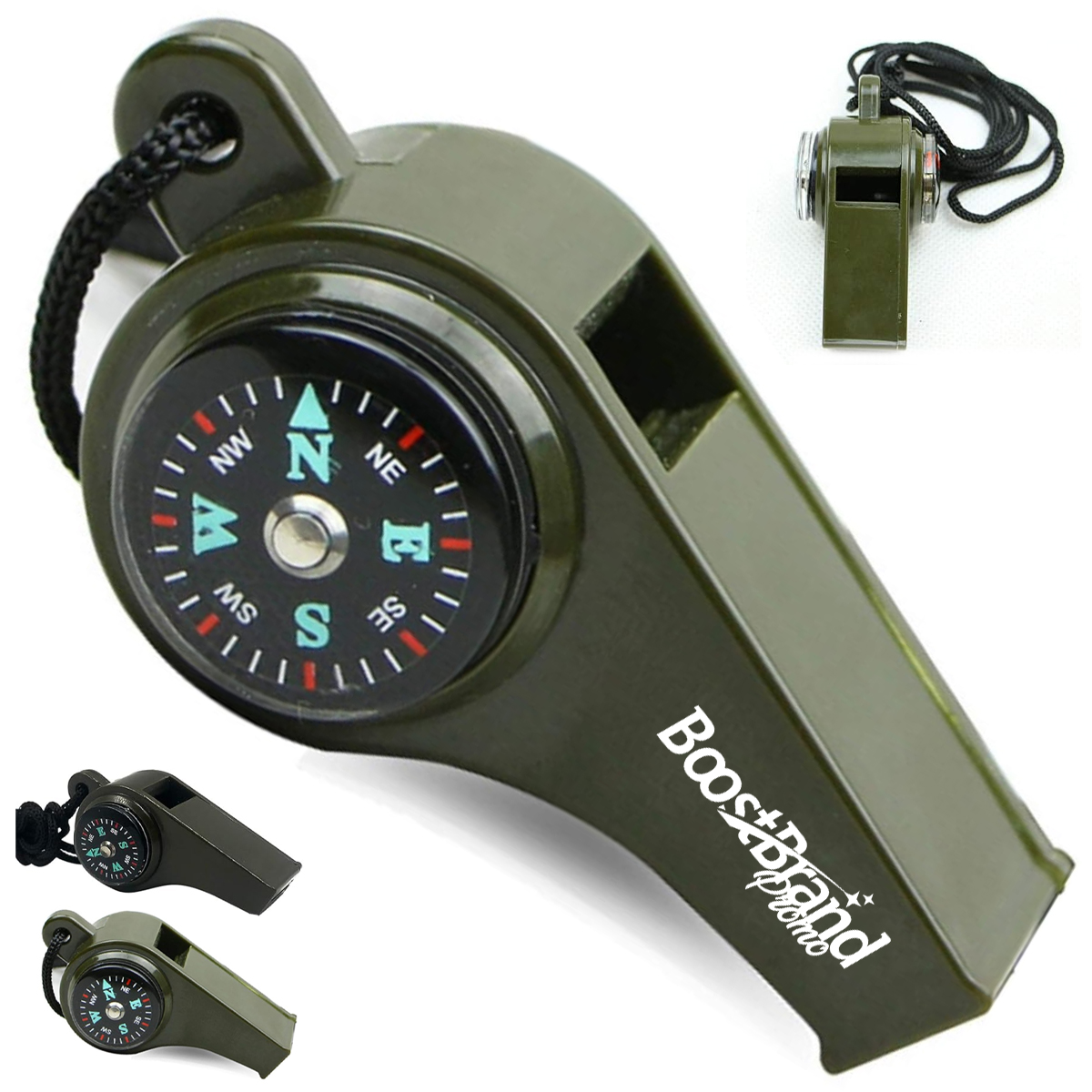 Emergency Whistle with Integrated Compass & Lanyard