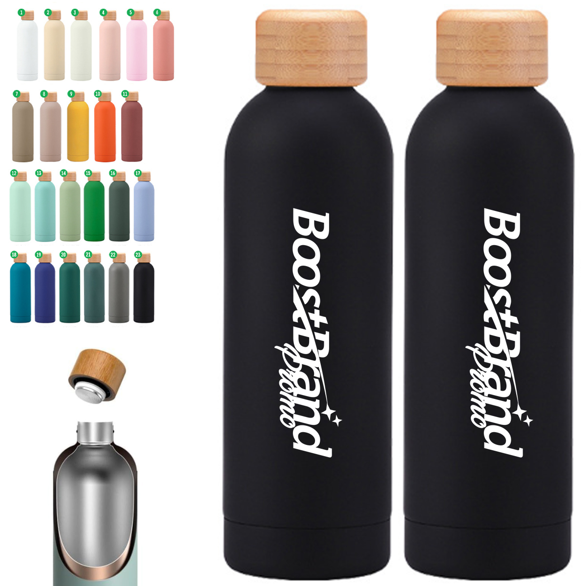 16Oz. Stainless Steel Thermos with Bamboo Lid