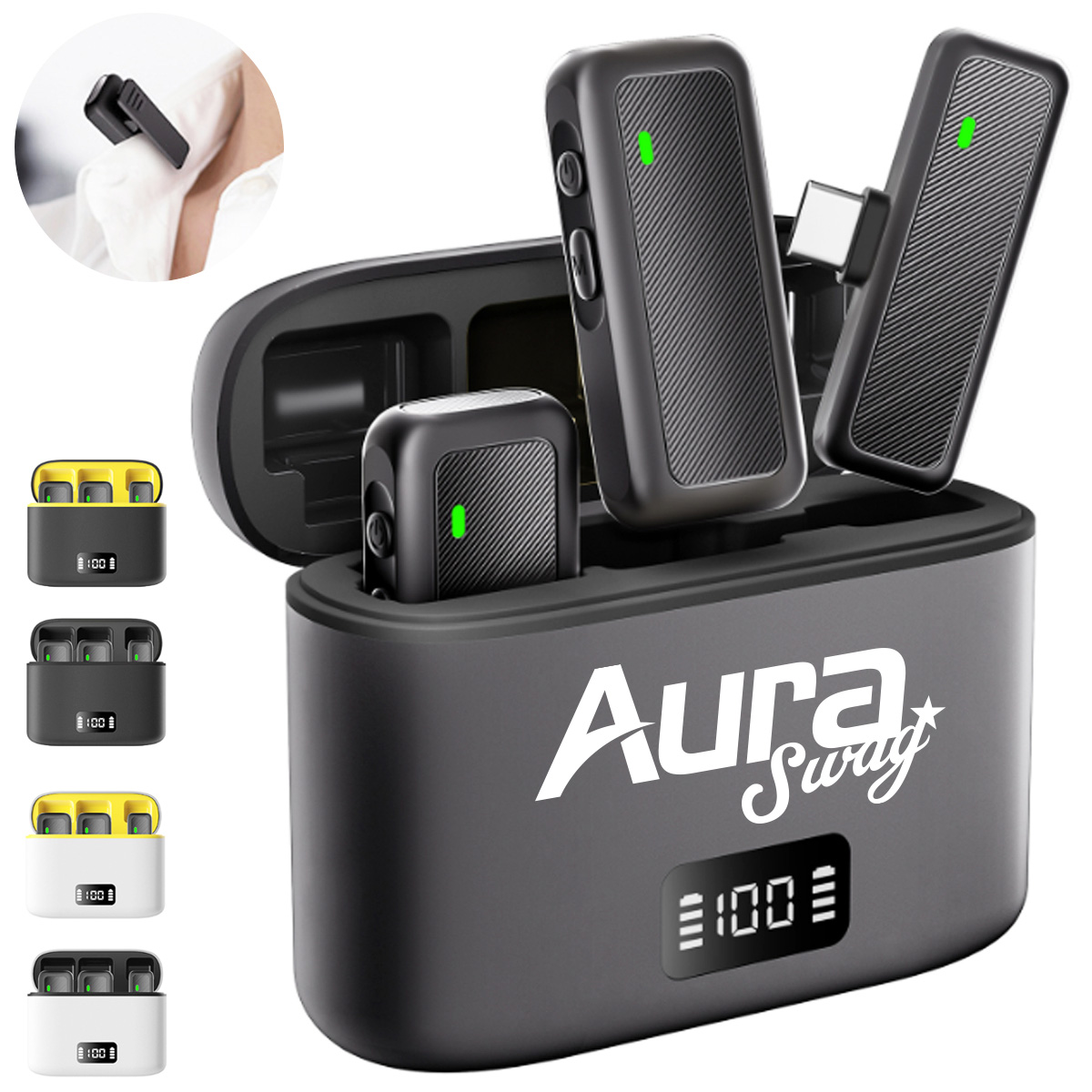Wireless Lavalier Microphone System W/ Charging Case