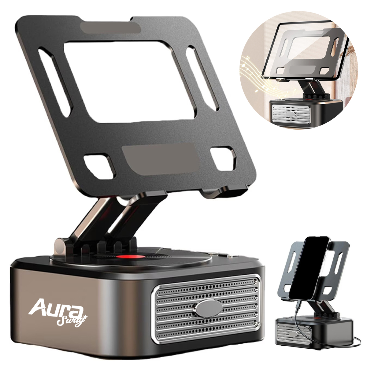 Bluetooth Speaker with Phone Stand 360° Foldable