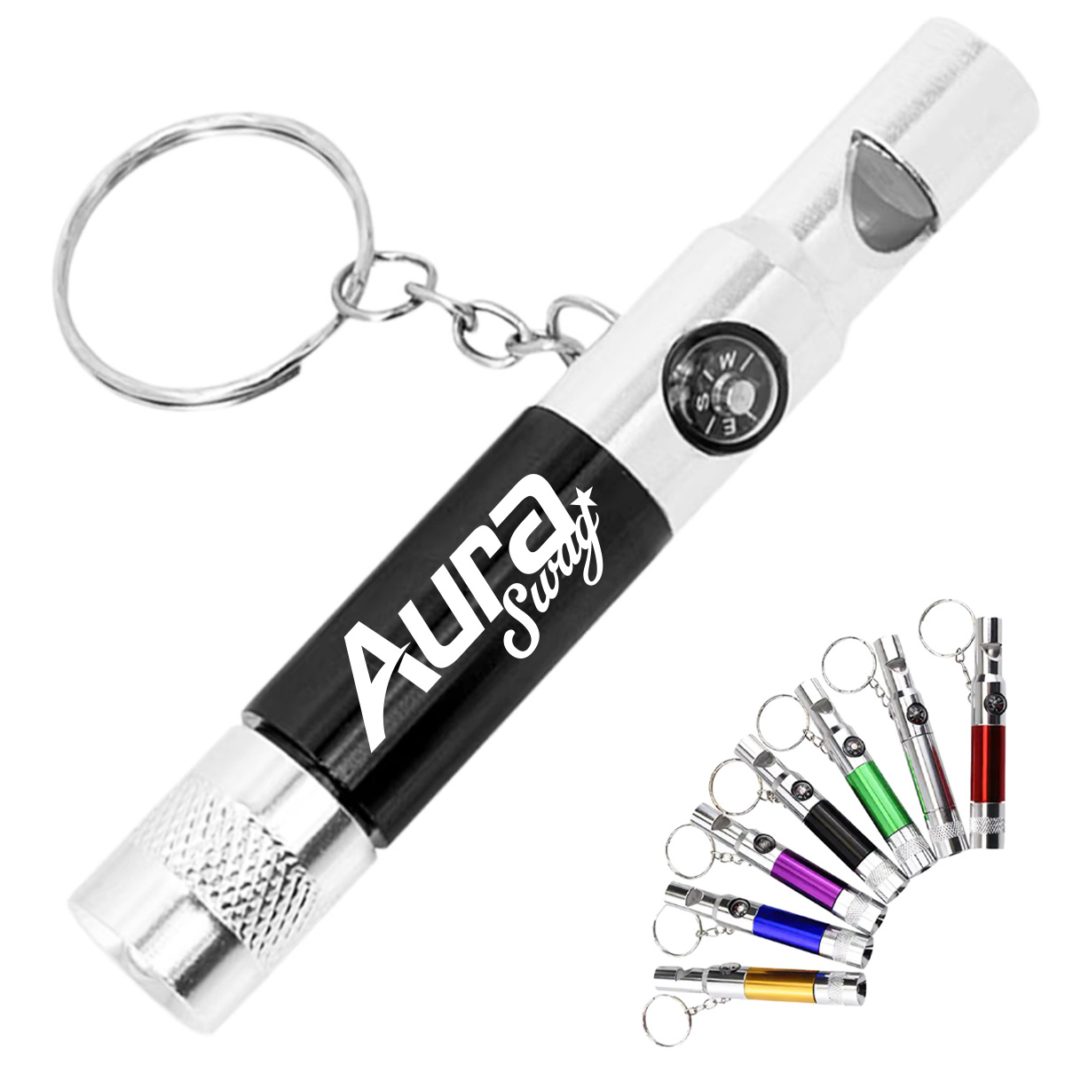 3-in-1 Whistle Flashlight Compass Keychain
