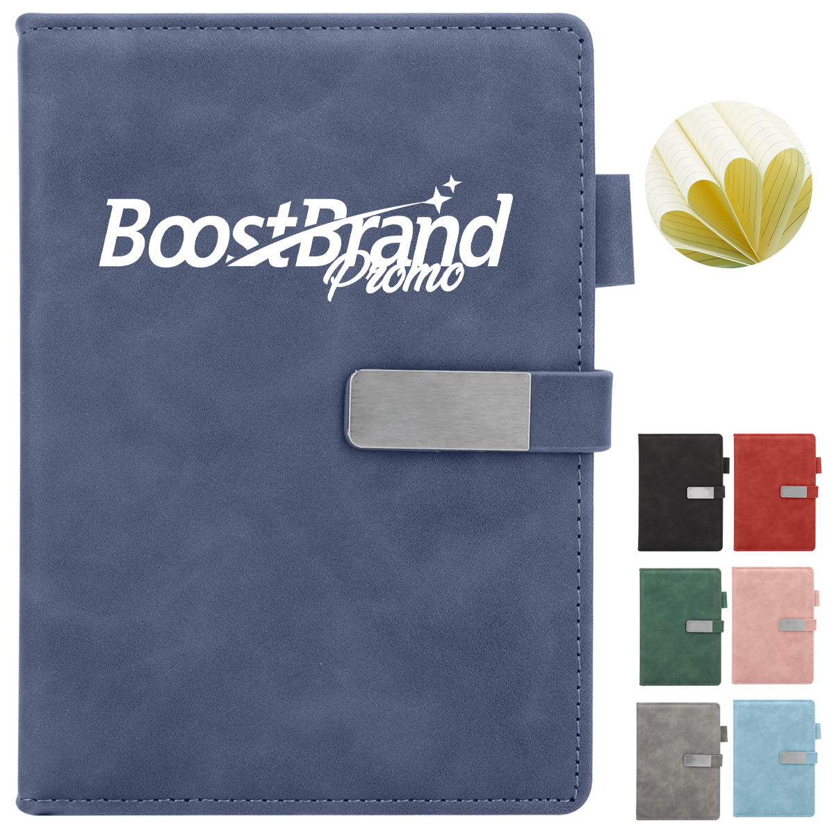 A5 PU Leather Notebook with Pen Loop & Magnetic Closure