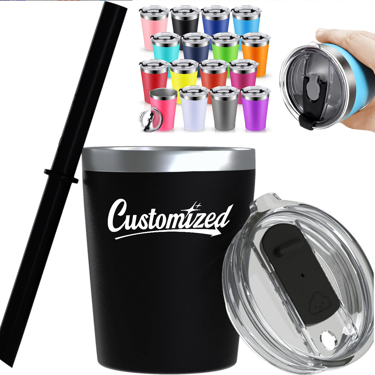 8oz Insulated Tumbler with Straw