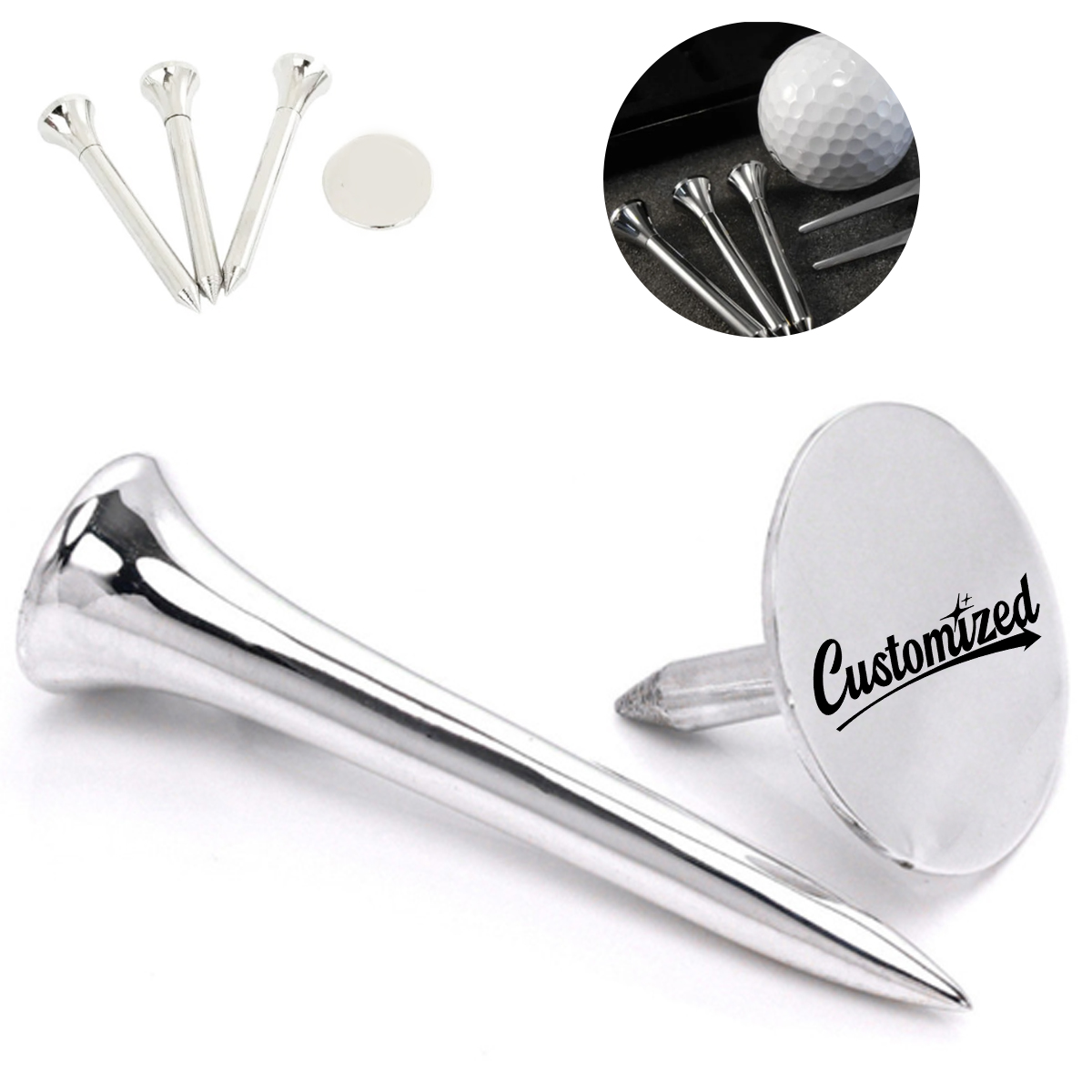 42mm Zinc Alloy Golf Tee Electroplated Durable