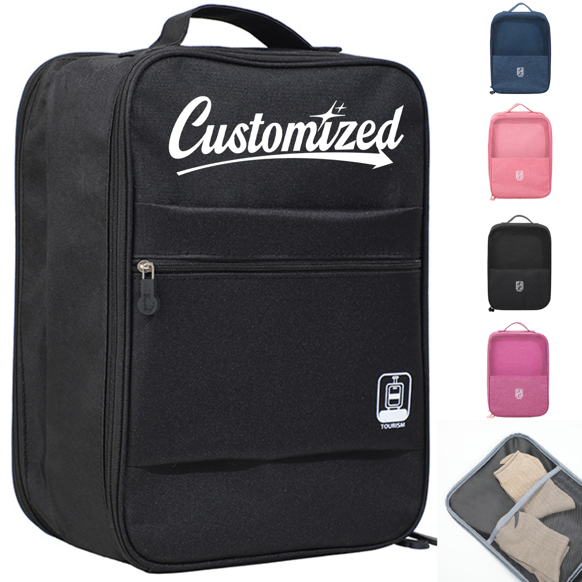 Portable Travel Shoe Bag Organizer Storage w/ Luggage Strap