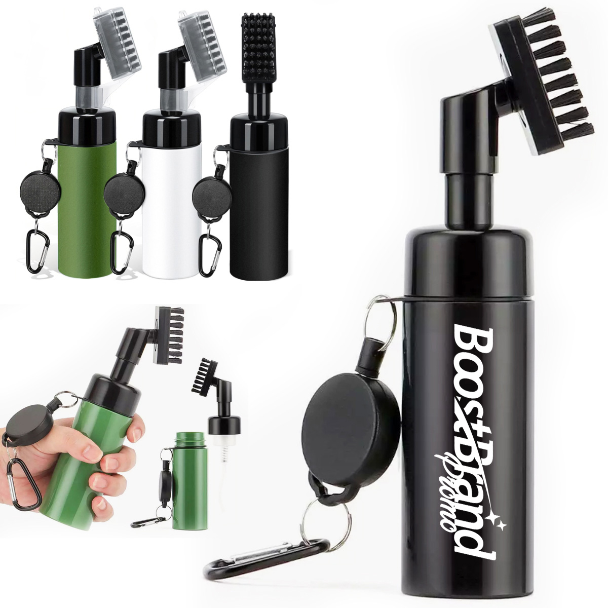 Portable Golf Club Cleaning Brush with Retractable Cord