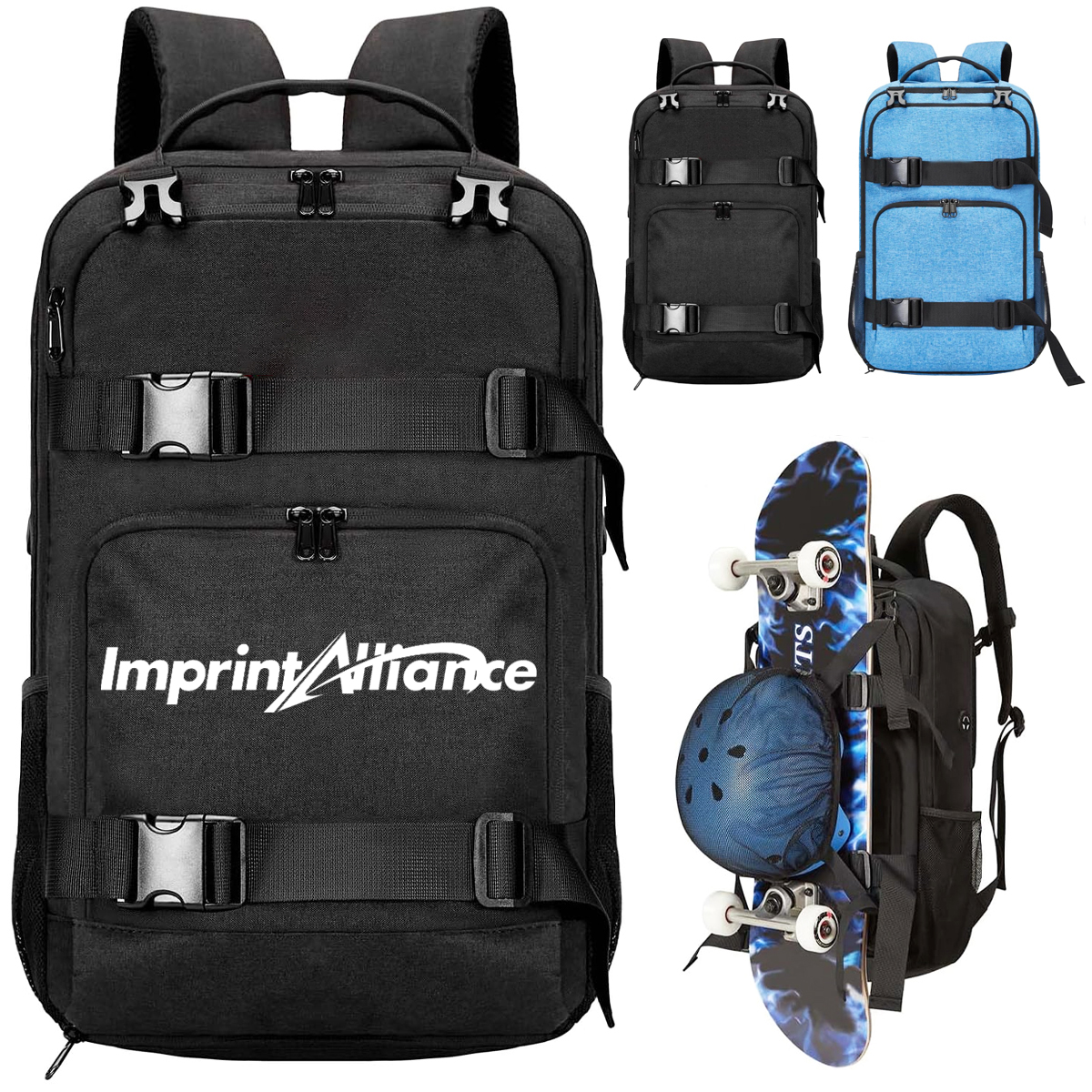 Multifunctional Skateboard Backpack with Straps