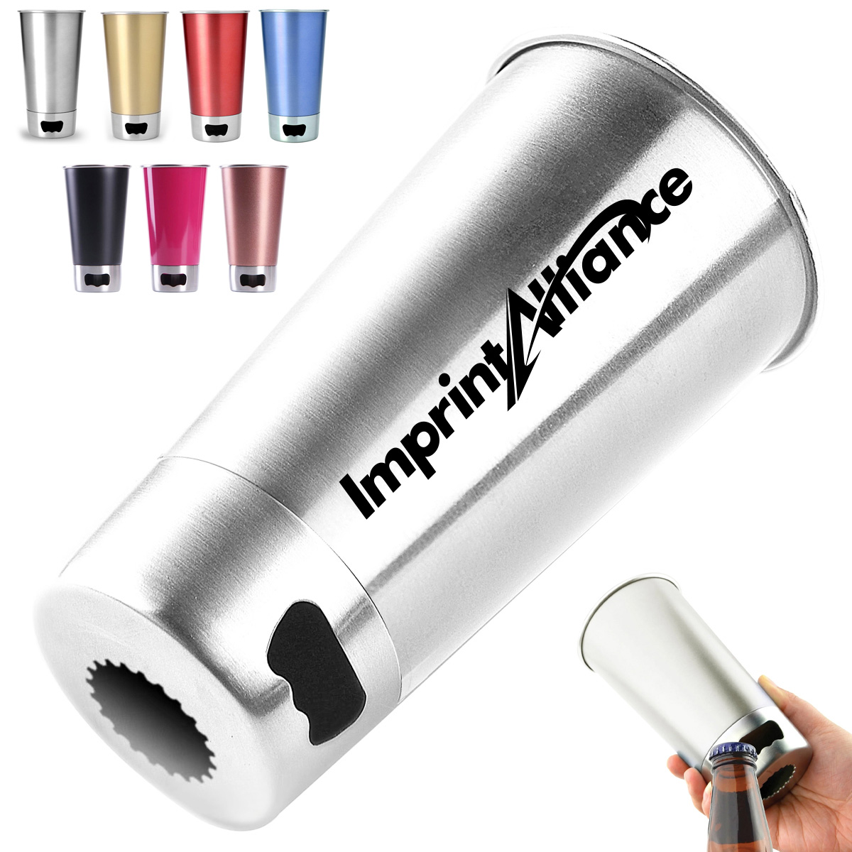 16 oz. Stainless Steel Beer Cup with Built-in Bottle Opener