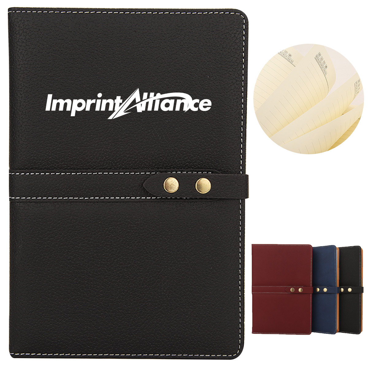 A5 PU Leather Notebook with Strap Closure for Office