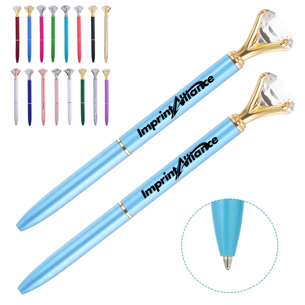 Diamond Crystal Top Metal Ballpoint Pen