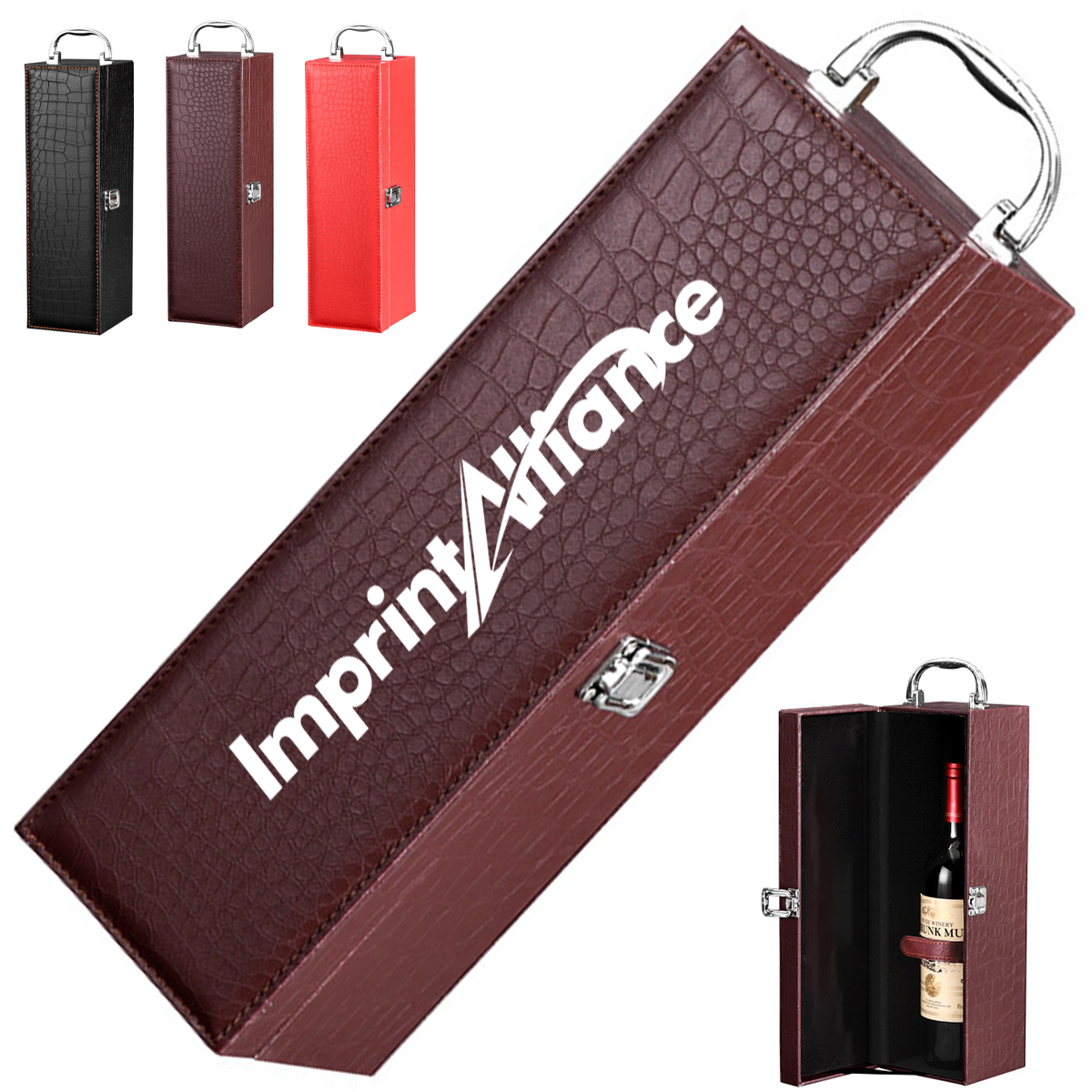 Luxury Single Bottle Leather Wine Gift Box with Handle