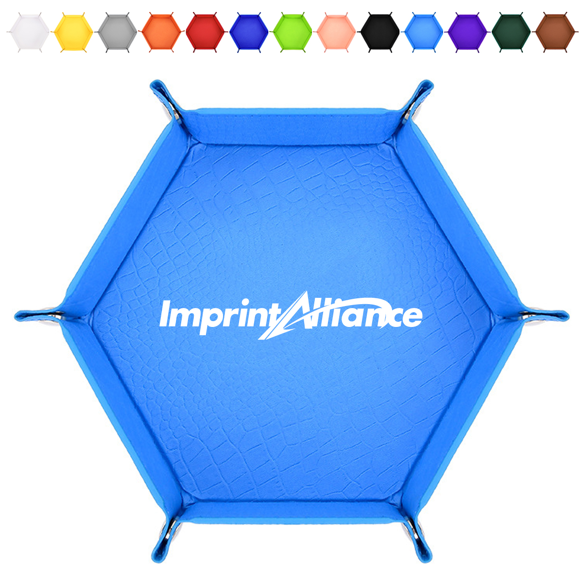 Foldable Hexagonal PU Leather Dice Rolling Tray & Valet