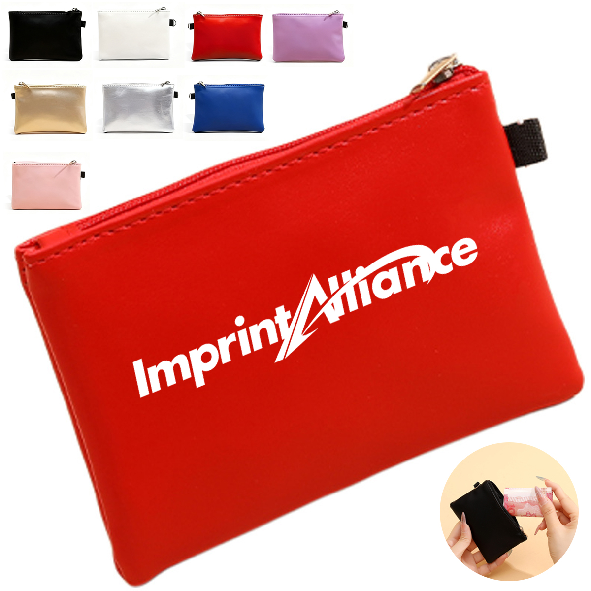 Portable Self-Closing PU Leather Squeeze Coin Purse