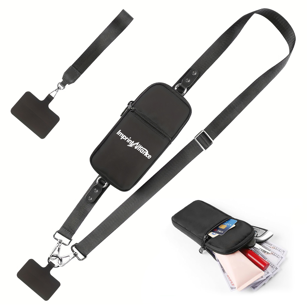 Universal Crossbody Phone Lanyard W/ Detachable Wallet Pouch