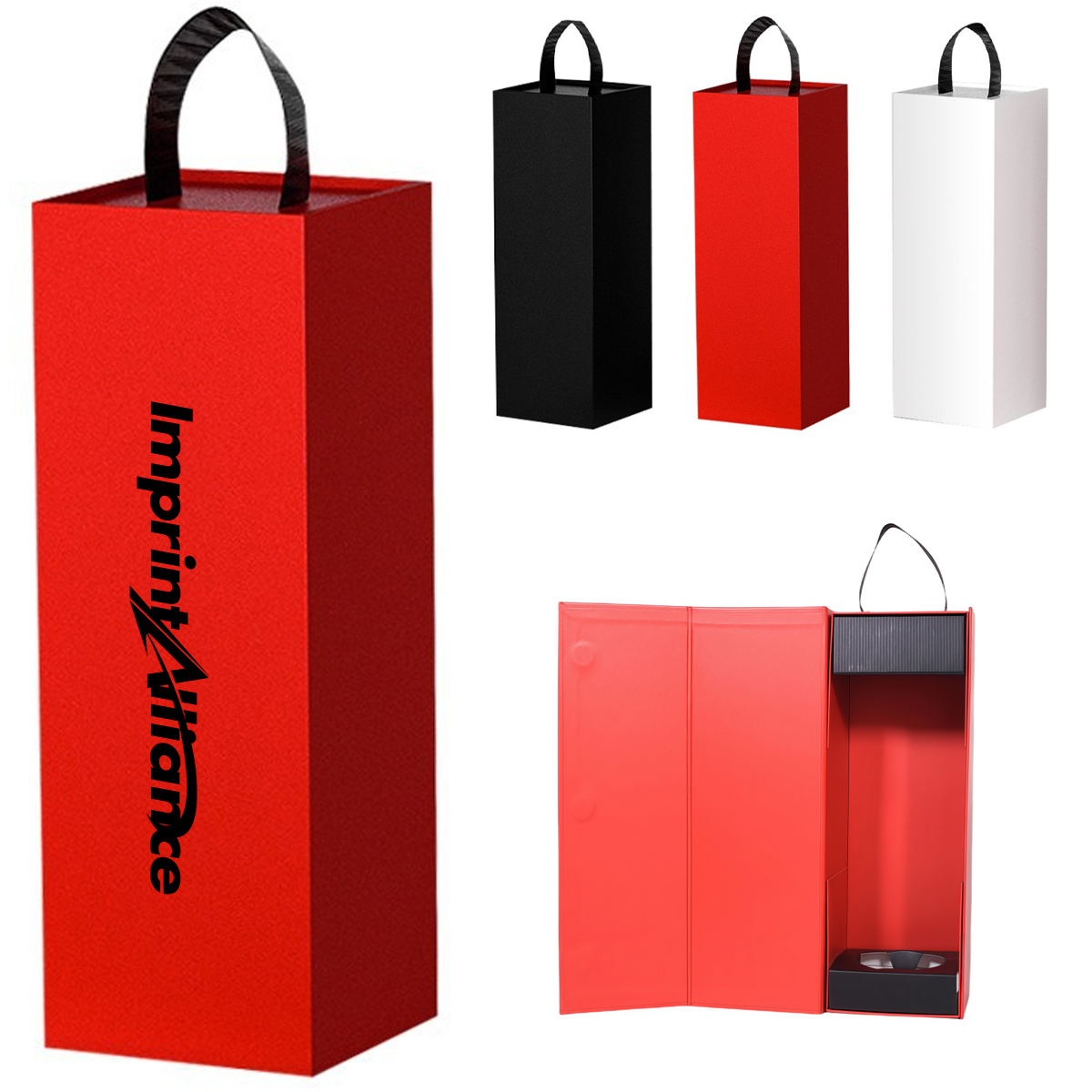 Collapsible Cardboard Single Wine Bottle Gift Box Tote