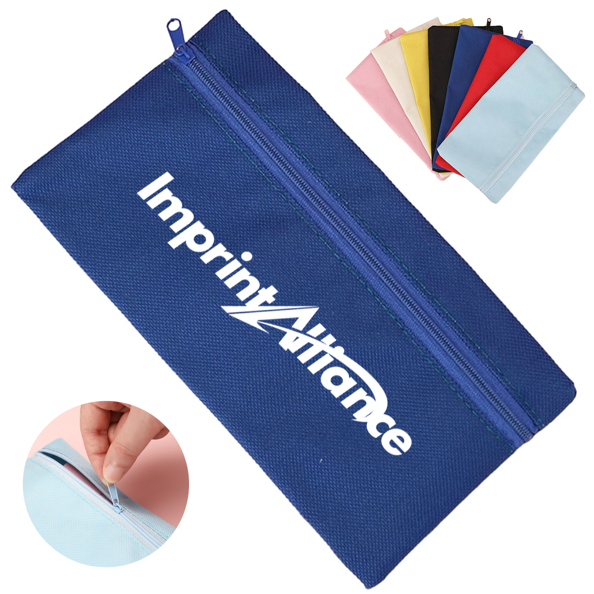 Simple Solid Color Canvas Zipper Pencil Pouch & Coin Purse