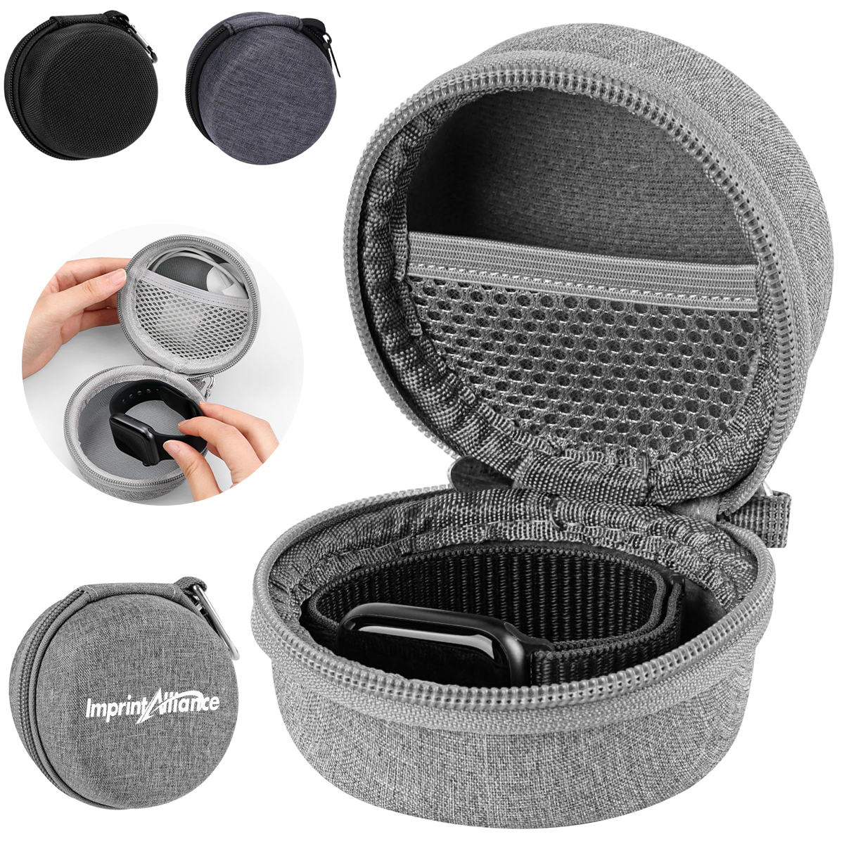 Portable Shockproof EVA Travel Watch Case With Carabiner